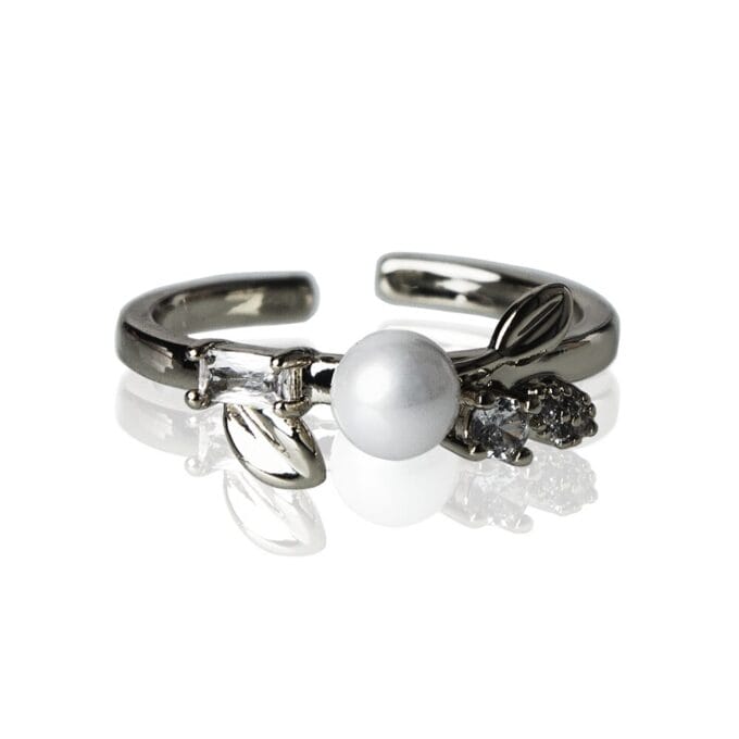 Enhanced Garden Silver Plated Pearl Finger Ring