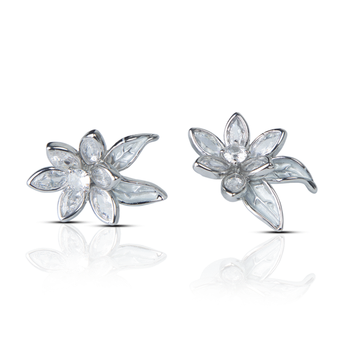 Unique Floral Shape Cubic Zirconia Earrings