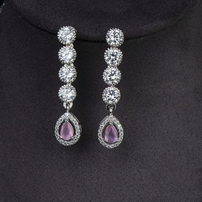 Pink Majestic Rich Necklace Set with Earrings
