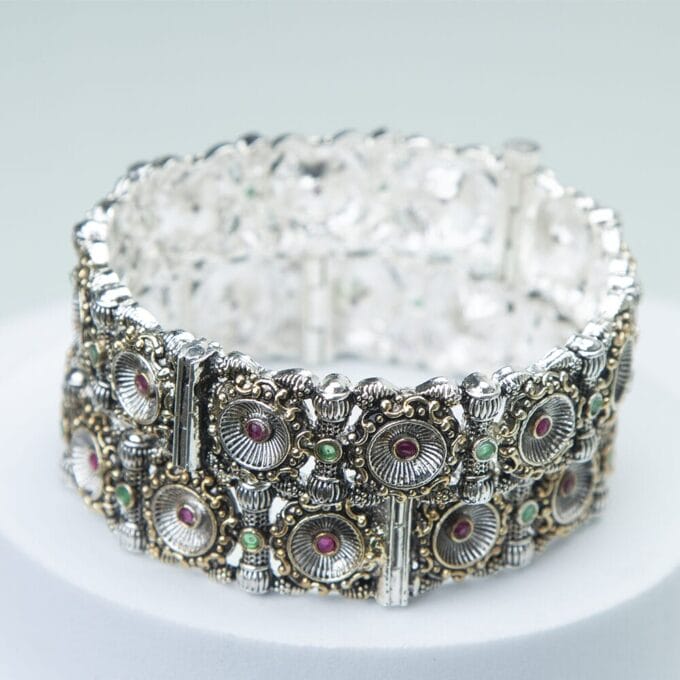 Silver-Plated Stone Studded Bangles