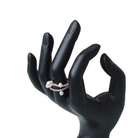 Rose Gold Four Pearl with CZ Stone Accents Ring
