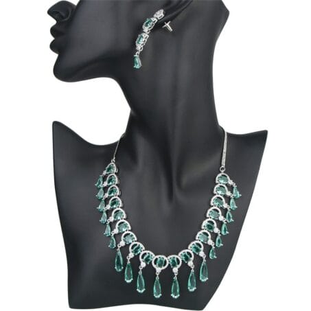 Attractive AD Diamond Rhodium Plated Necklace & Earring Set