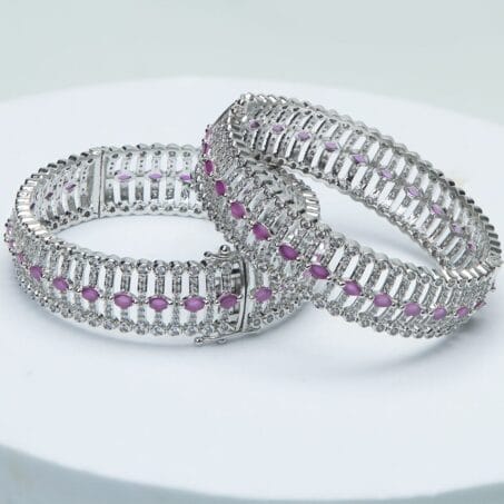 Silver Plated Cubic Zirconia Bangles