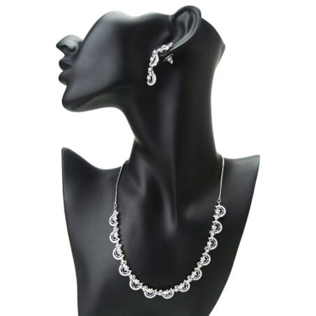 Elegant Blossom American Diamond Earring Necklace Set