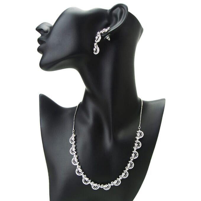 Elegant Blossom American Diamond Earring Necklace Set