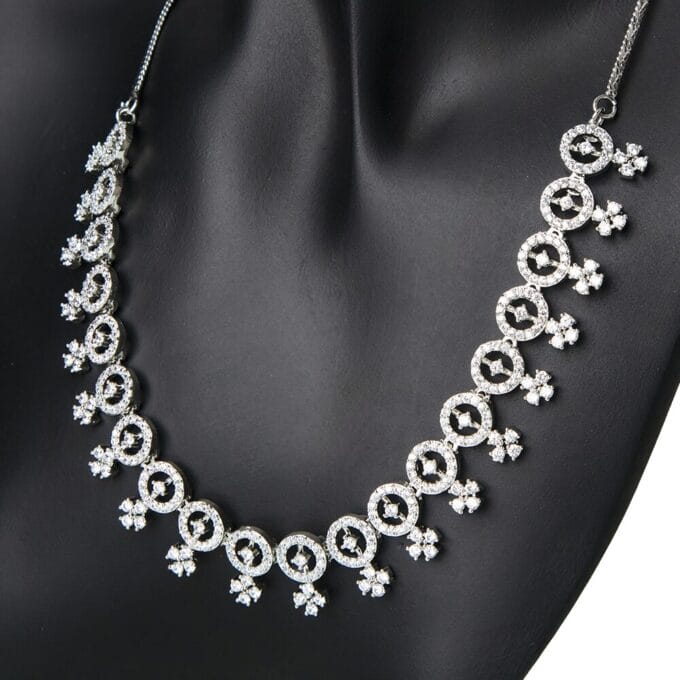 Rhodium Plated Cubic Zirconia Fancy Necklace Set