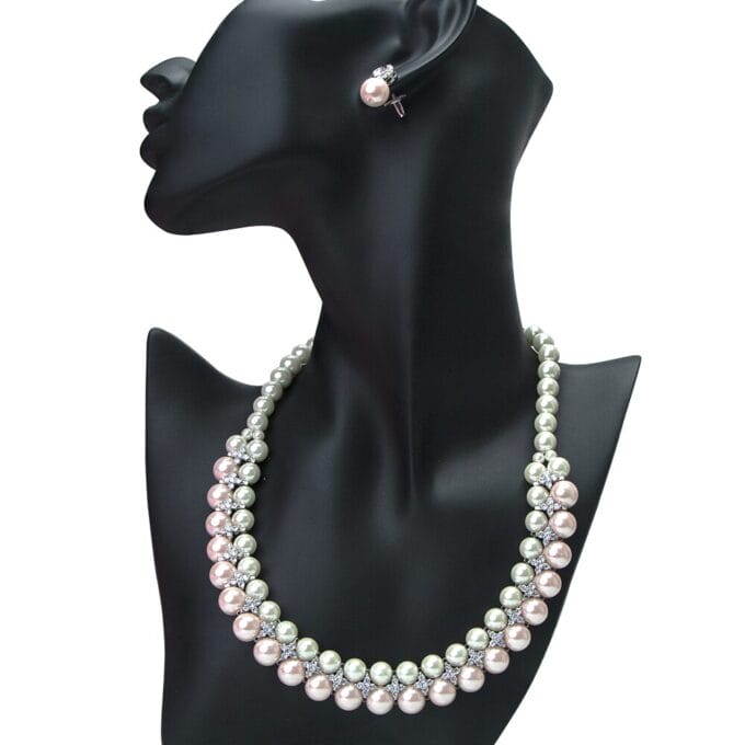 Stylish Two Layer Pink pearl jewelry deals Necklace set