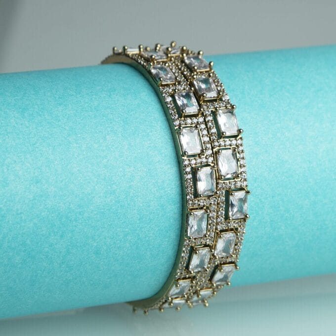 Gold Plated CZ AD Ethnic Design Bangle