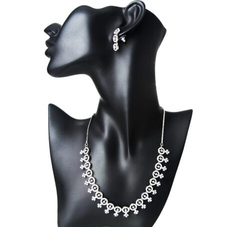 Rhodium Plated Cubic Zirconia Fancy Necklace Set