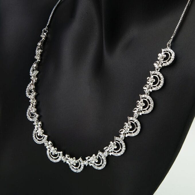 Elegant Blossom American Diamond Earring Necklace Set