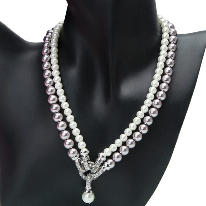 Elegant Brown shining Multi Layer Pearl Earring and Necklace Set