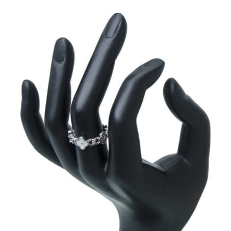 Sterling Silver Plated Floral AD Finger Ring