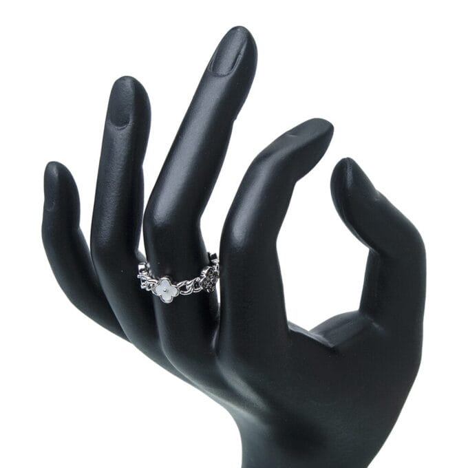 Sterling Silver Plated Floral AD Finger Ring