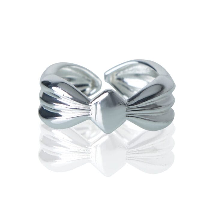 Mega Bow Silver Plated Finger Ring
