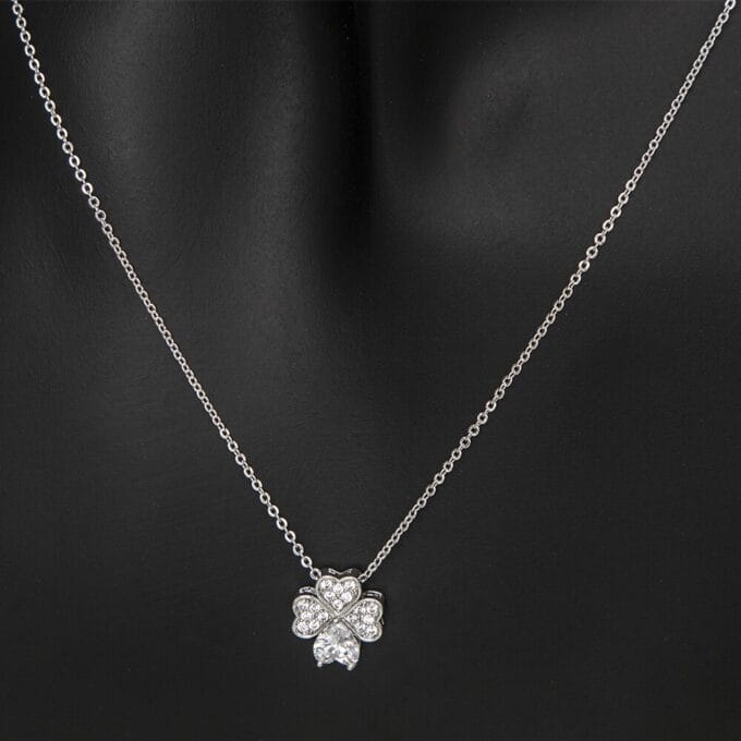 CZ Clover Leaf Pendant Necklace